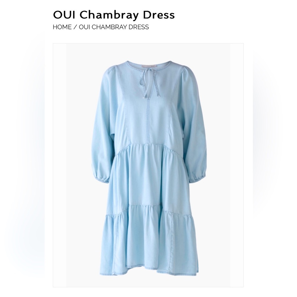 Oui brand-chambray tiered dress nwt